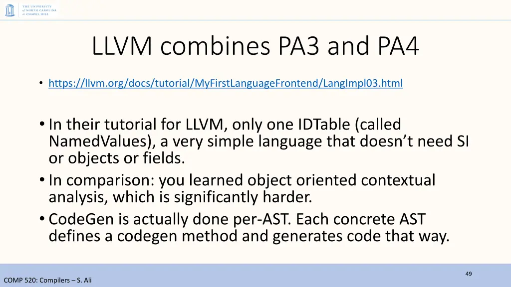 llvm combines pa3 and pa4