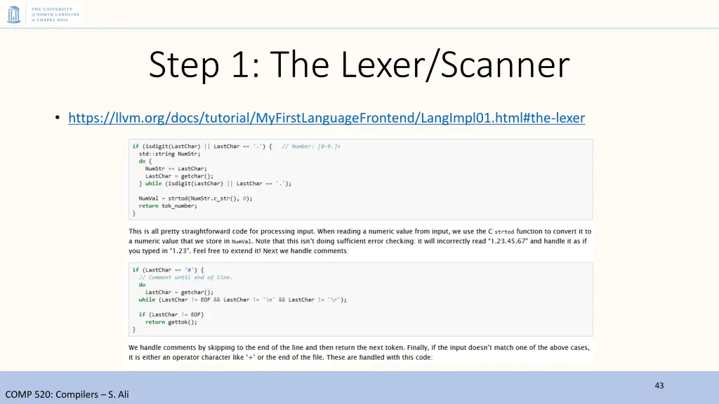 step 1 the lexer scanner 1