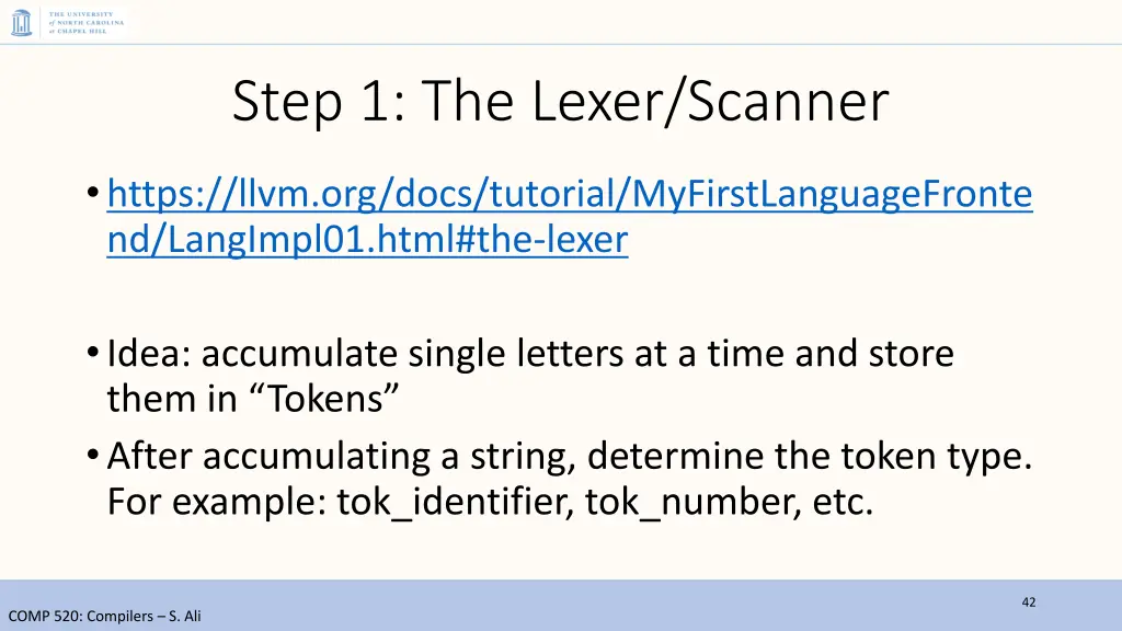 step 1 the lexer scanner