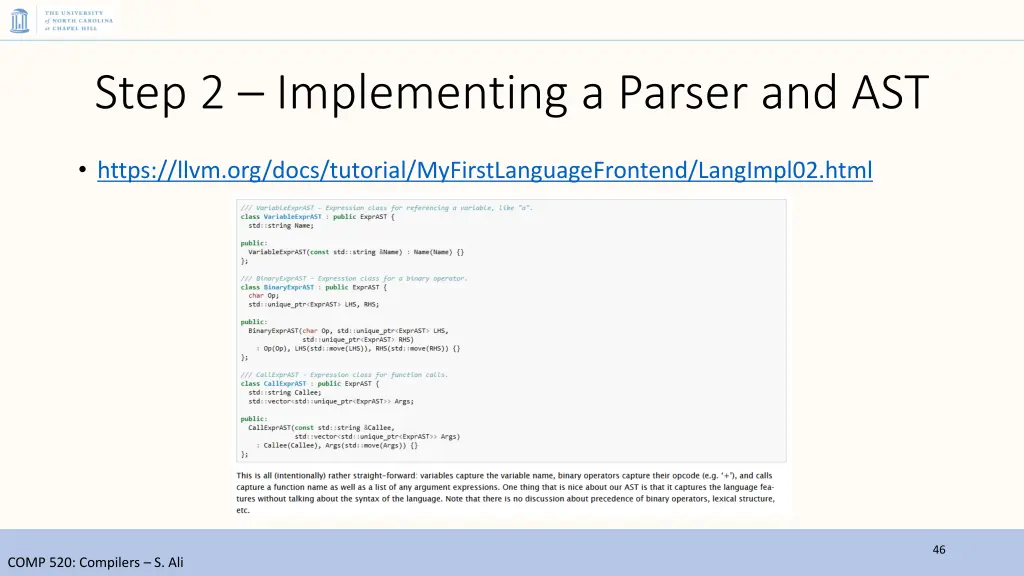 step 2 implementing a parser and ast 1