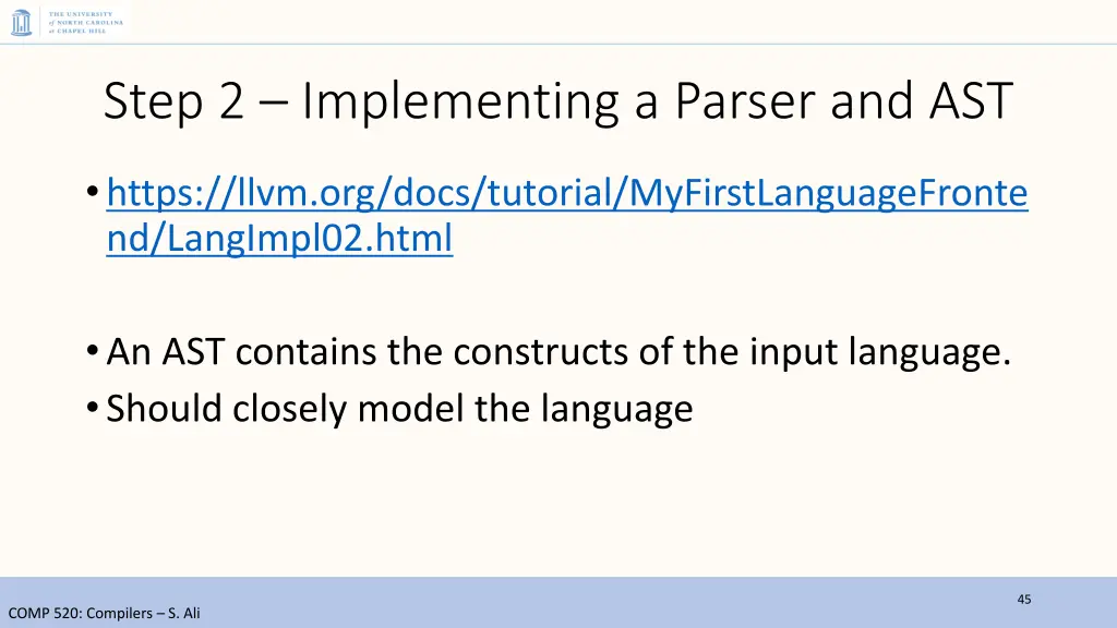 step 2 implementing a parser and ast