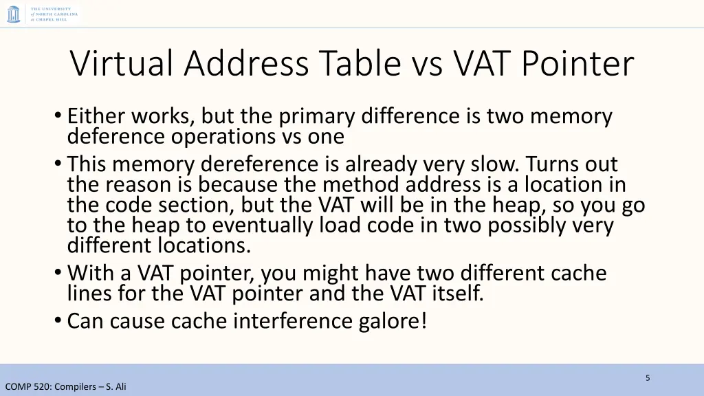 virtual address table vs vat pointer