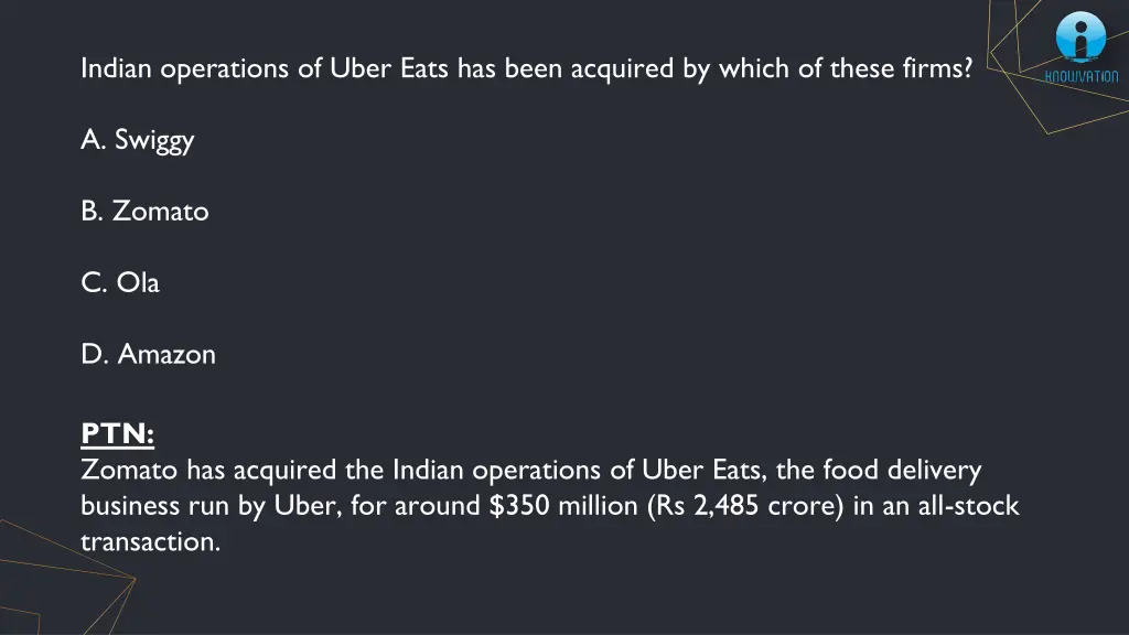 indian operations of uber eats has been acquired