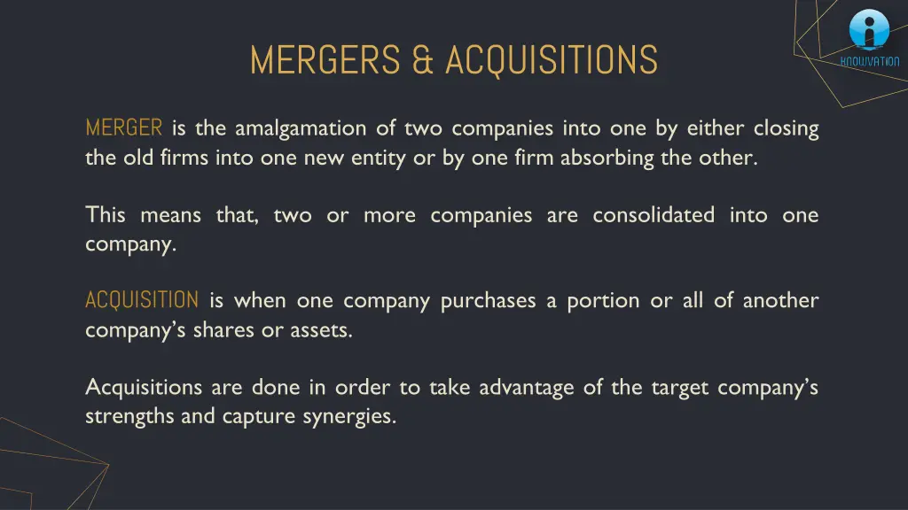 mergers acquisitions