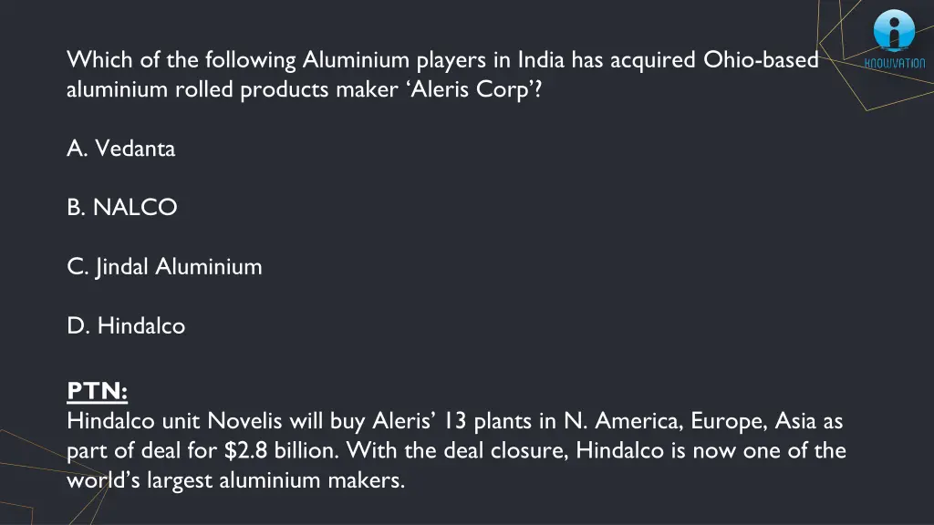 which of the following aluminium players in india