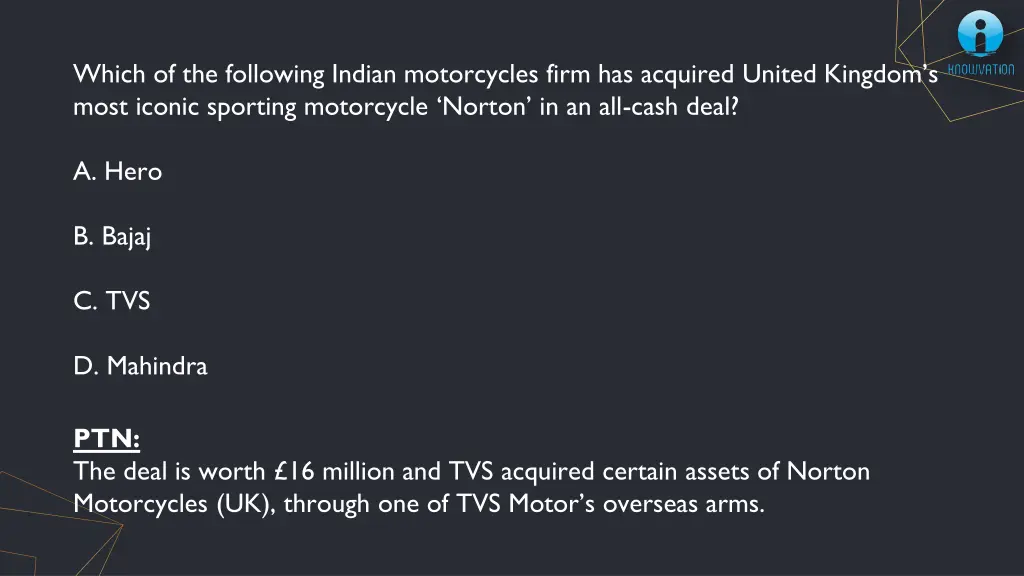 which of the following indian motorcycles firm