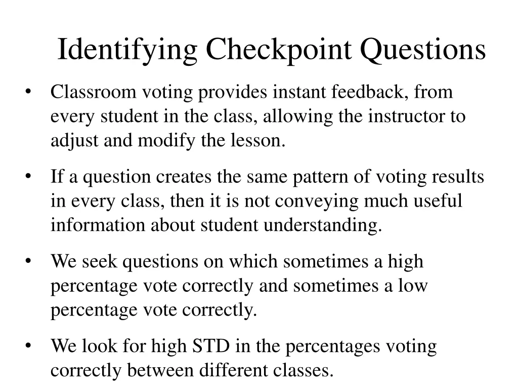 identifying checkpoint questions