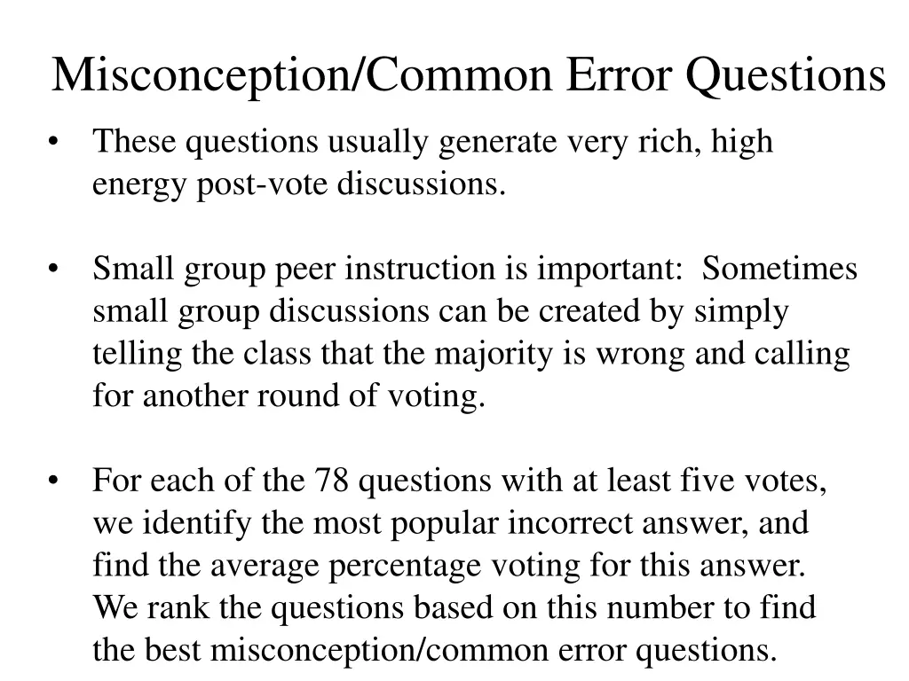 misconception common error questions