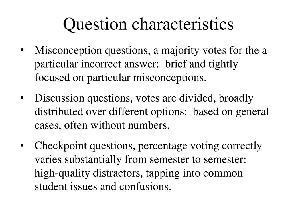 question characteristics