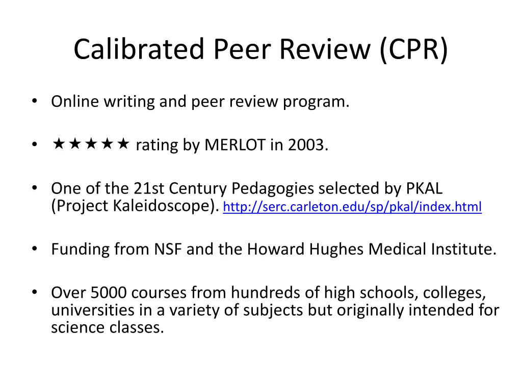 calibrated peer review cpr