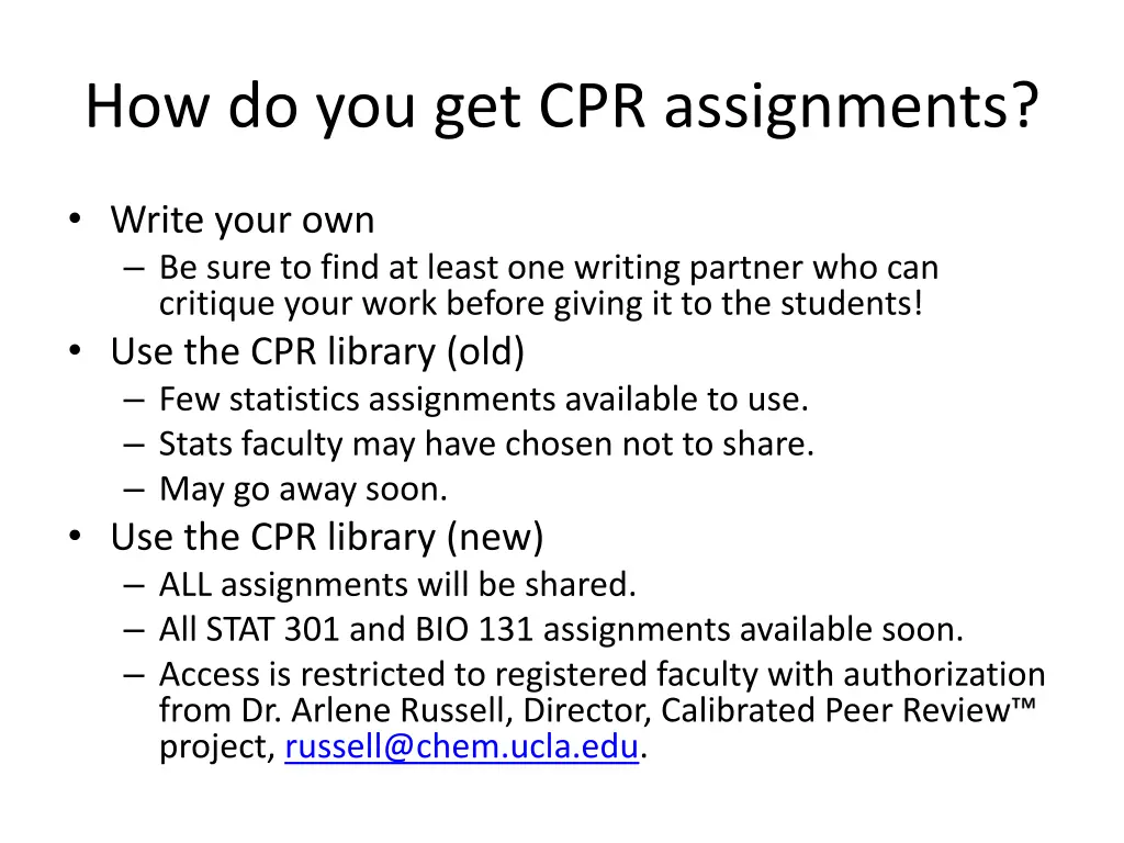 how do you get cpr assignments