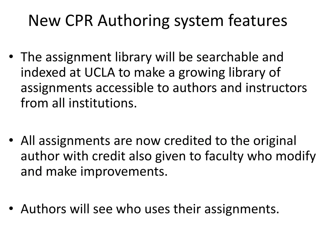 new cpr authoring system features