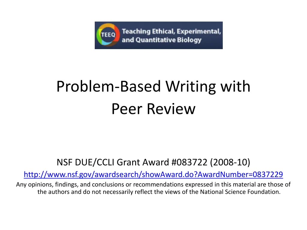 problem based writing with peer review