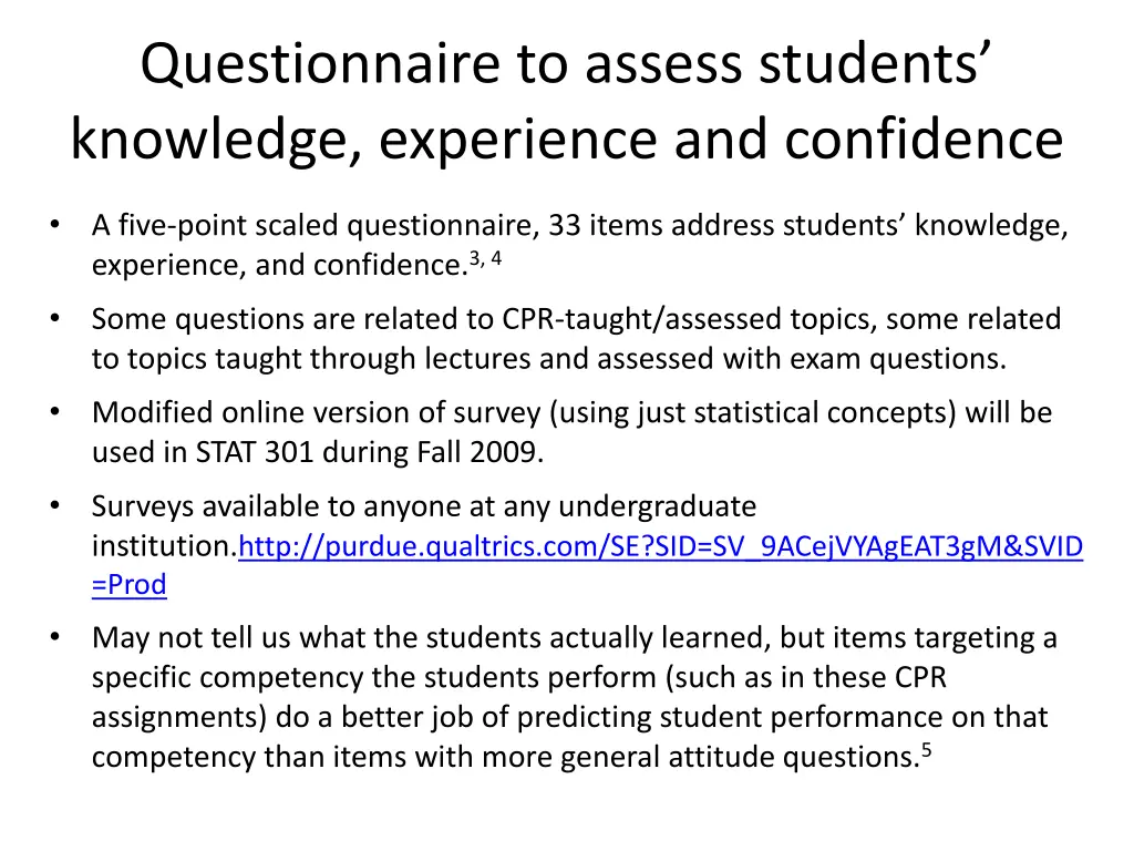 questionnaire to assess students knowledge