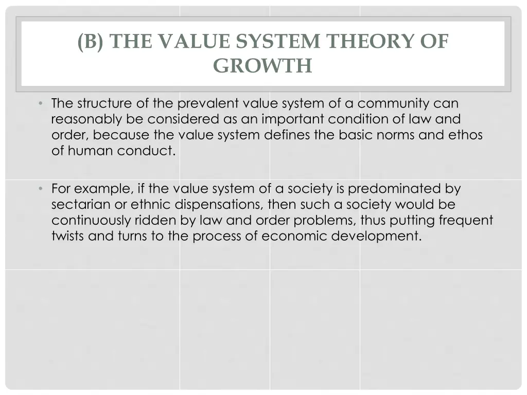 b the value system theory of growth 1