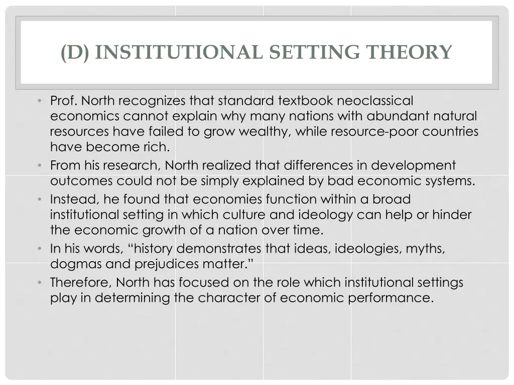 d institutional setting theory 1