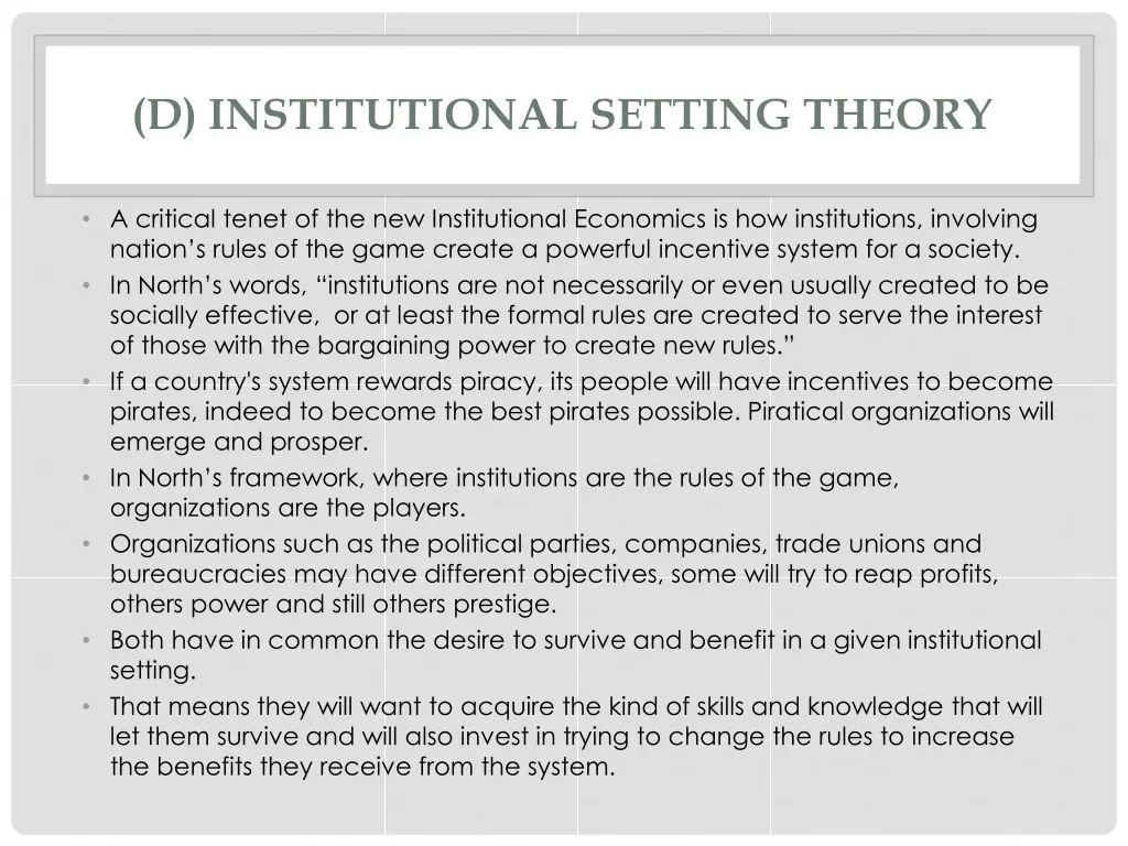 d institutional setting theory 2