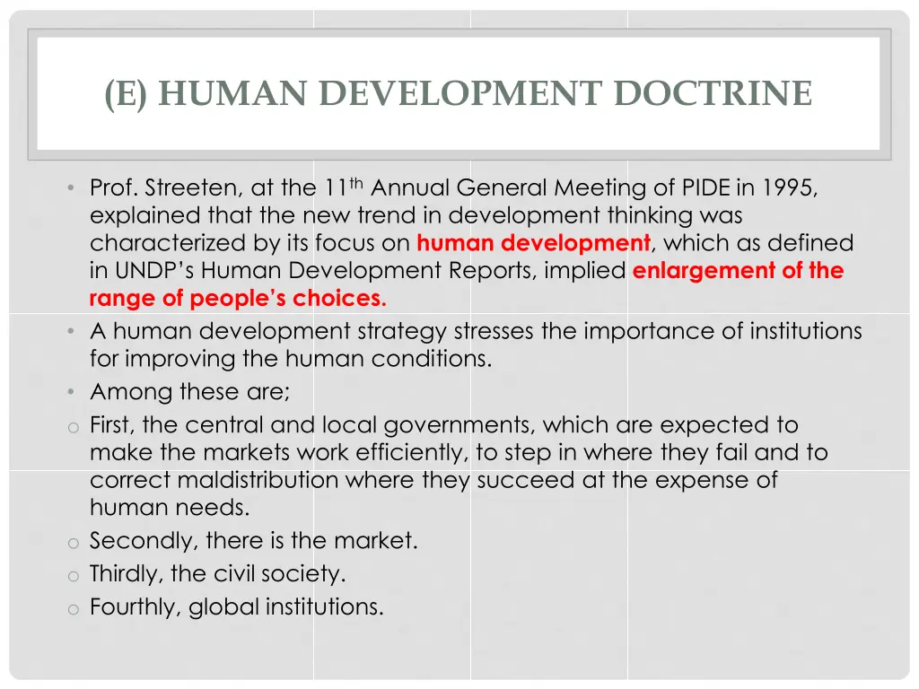 e human development doctrine 1