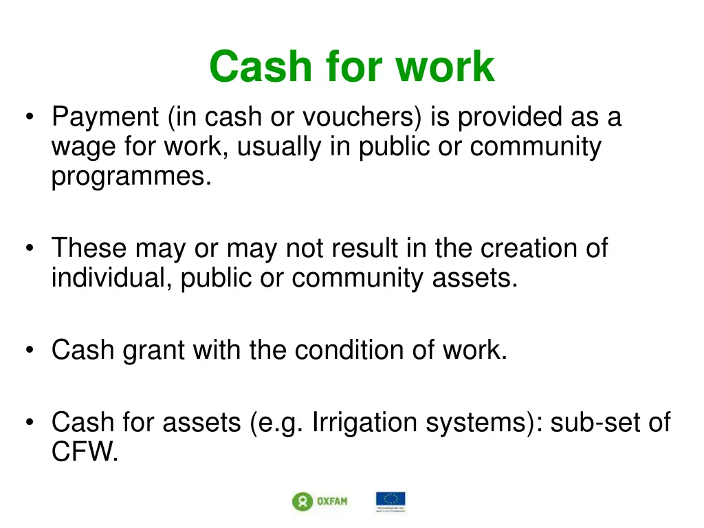 cash for work