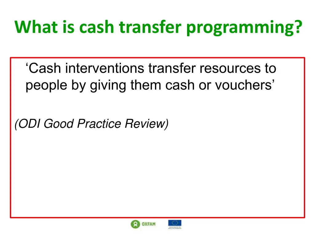 what is cash transfer programming 1