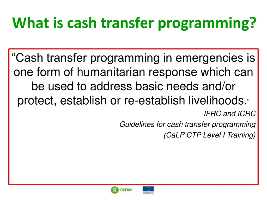 what is cash transfer programming