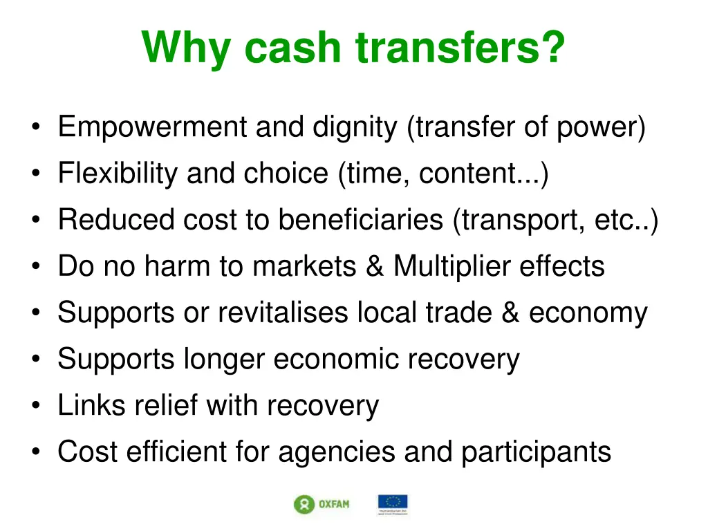 why cash transfers