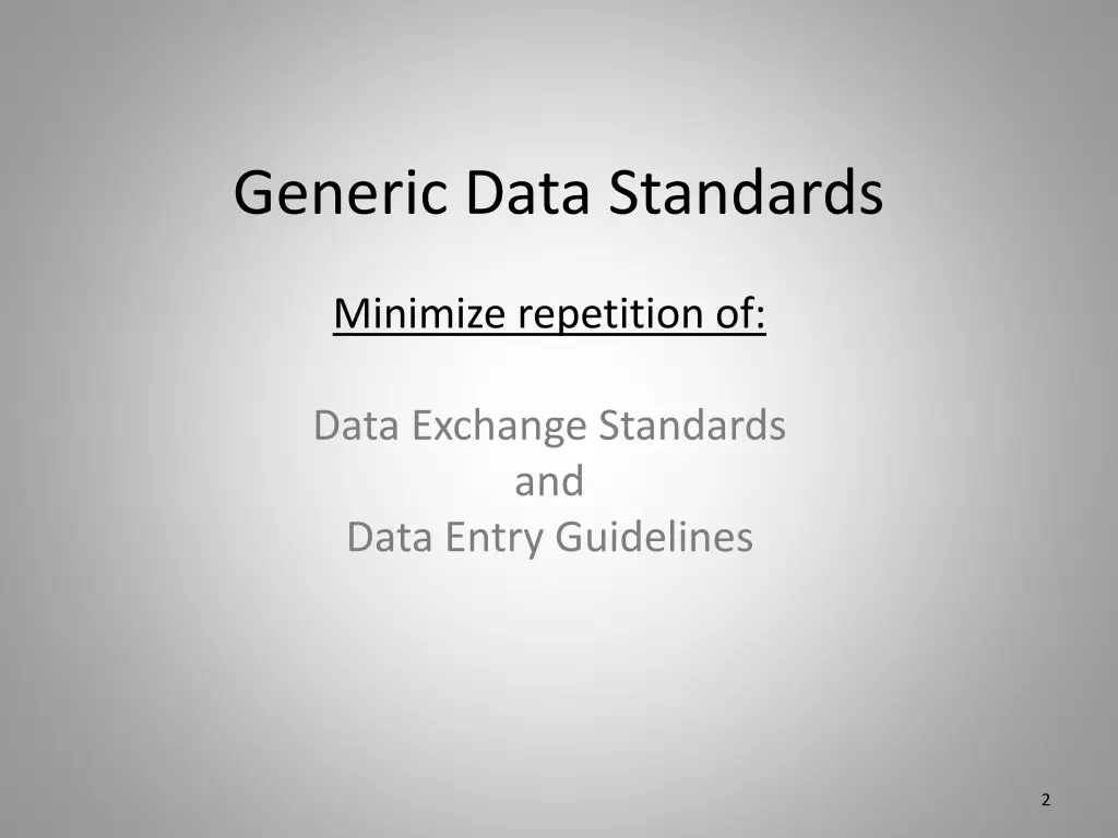 generic data standards