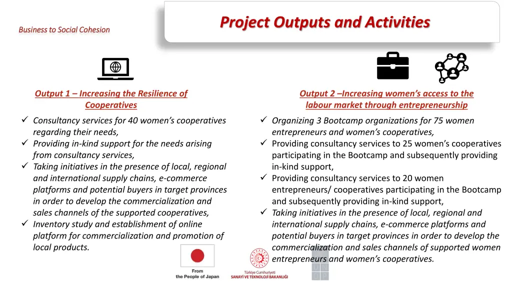 project outputs and activities