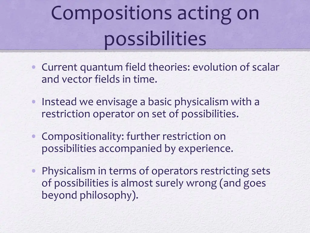 compositions acting on possibilities