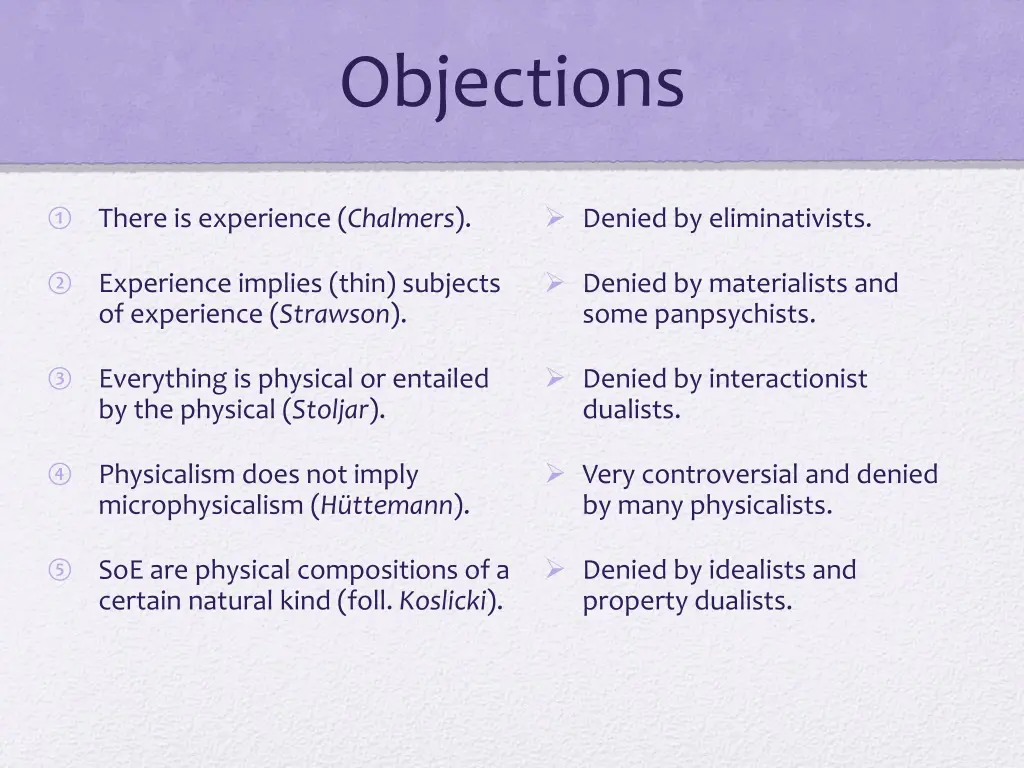 objections