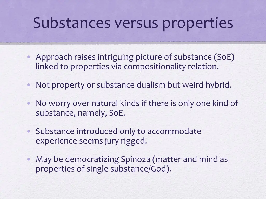 substances versus properties