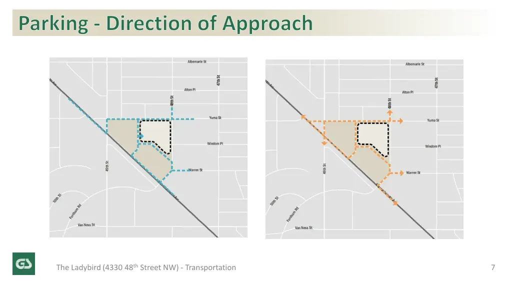 parking direction of approach