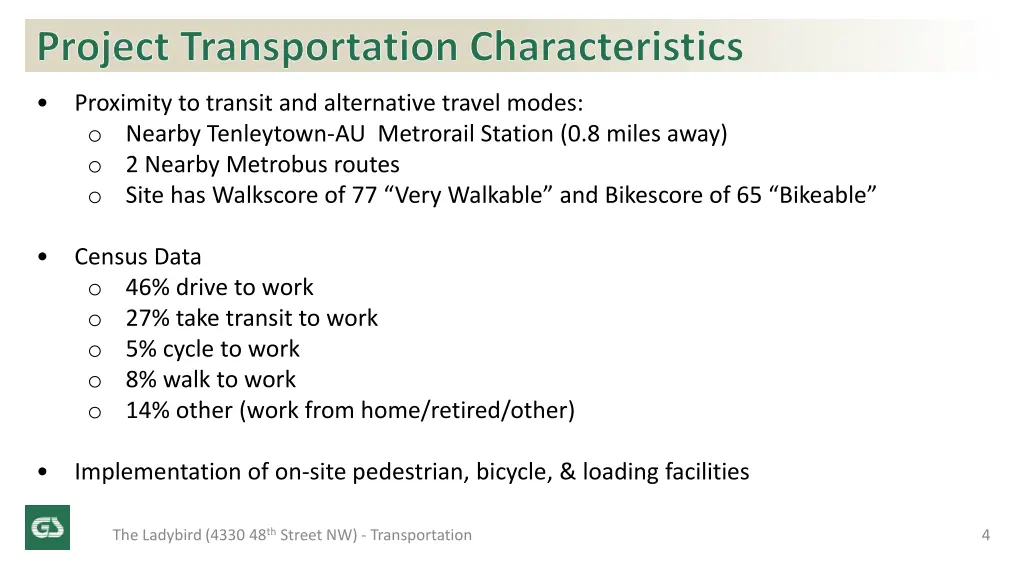 project transportation characteristics