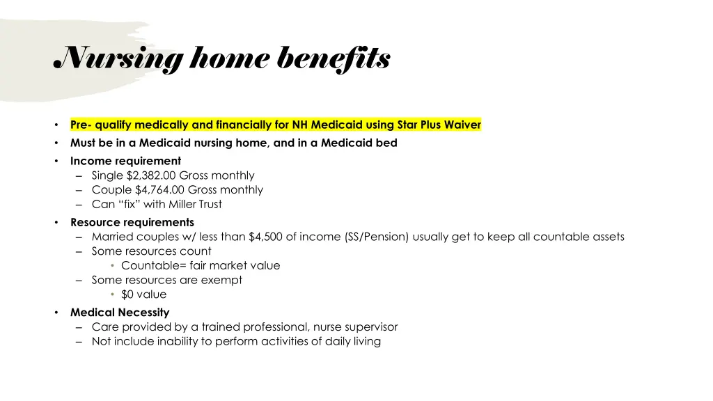 nursing home benefits