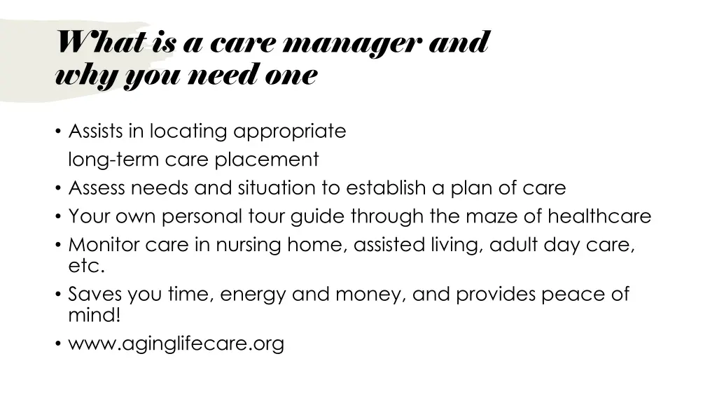 what is a care manager and why you need one