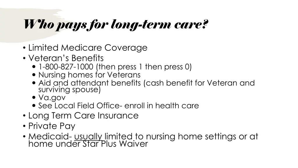 who pays for long term care