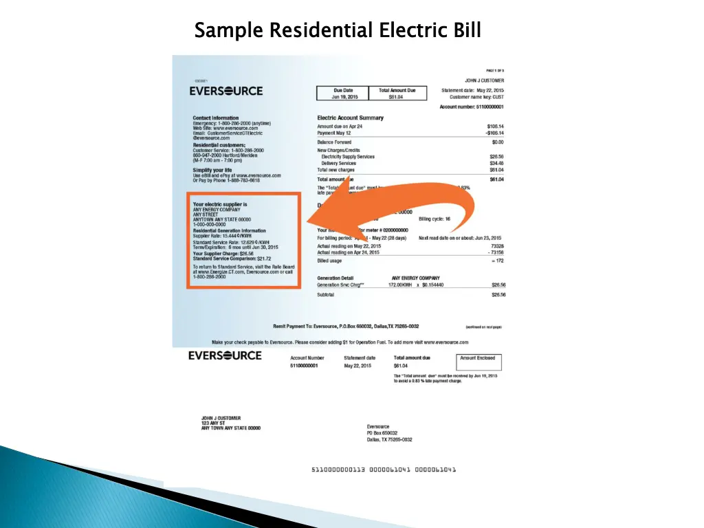 sample residential electric bill