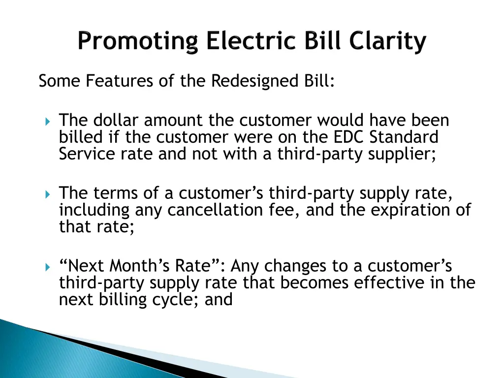 some features of the redesigned bill