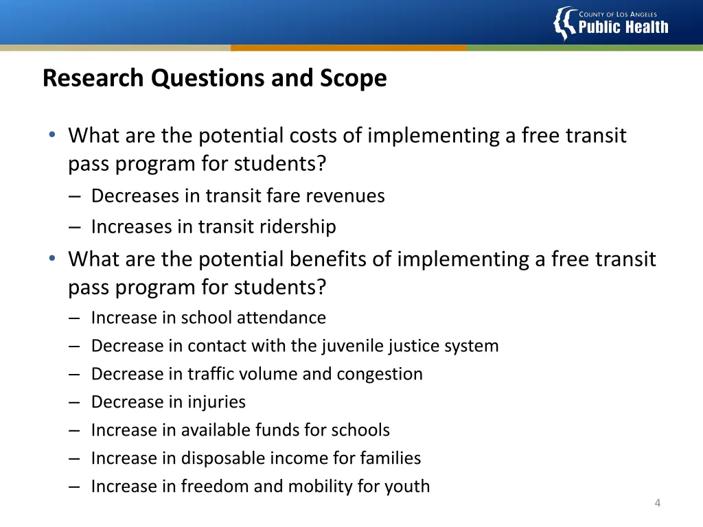 research questions and scope