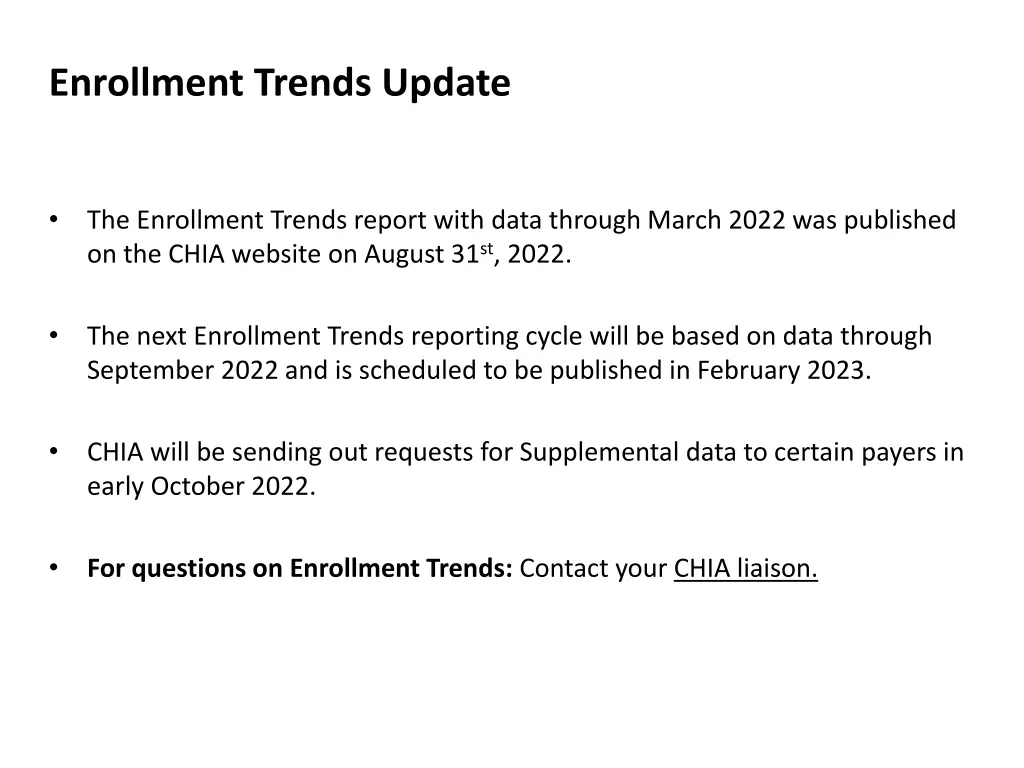 enrollment trends update