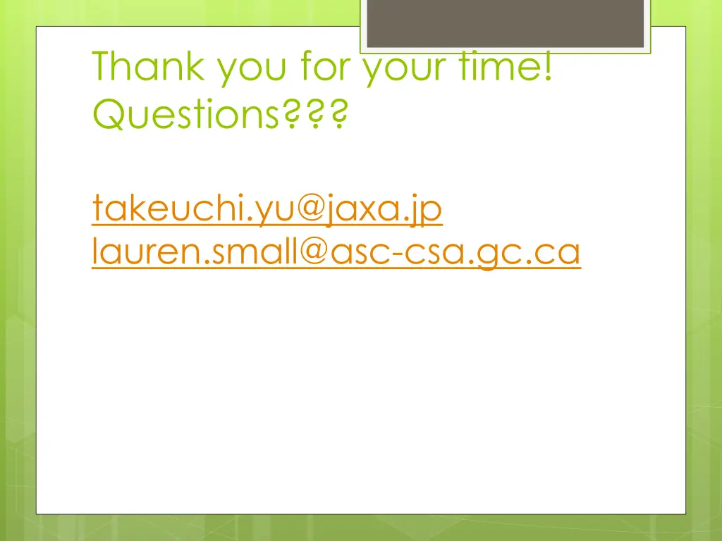 thank you for your time questions