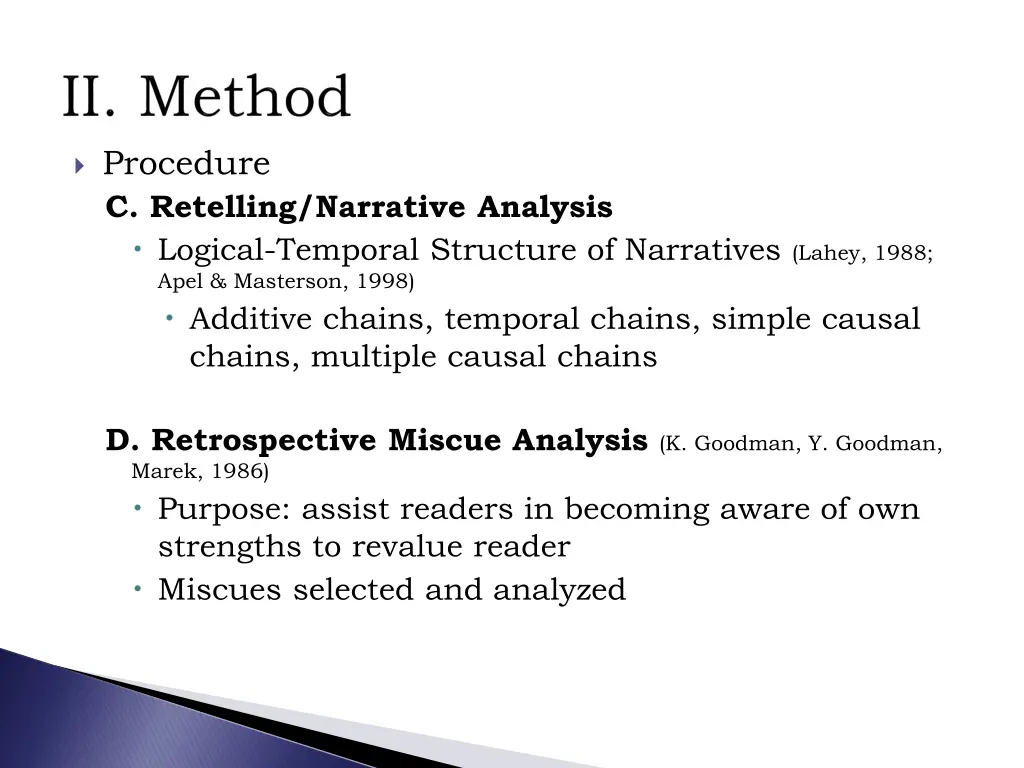 procedure c retelling narrative analysis logical