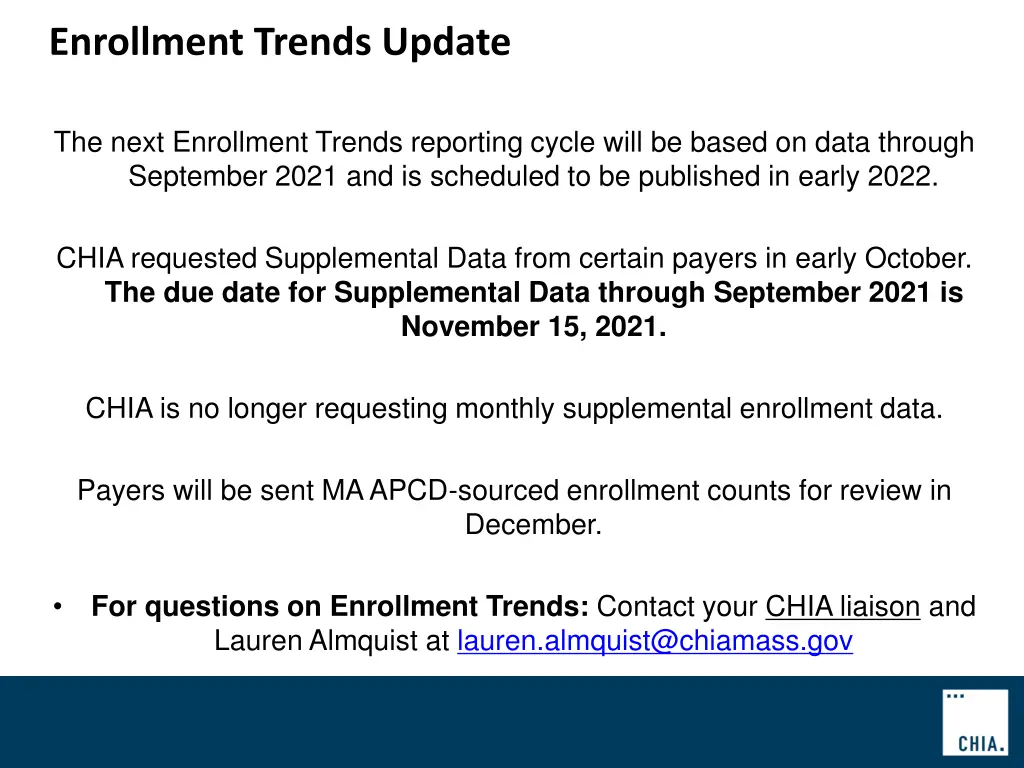 enrollment trends update