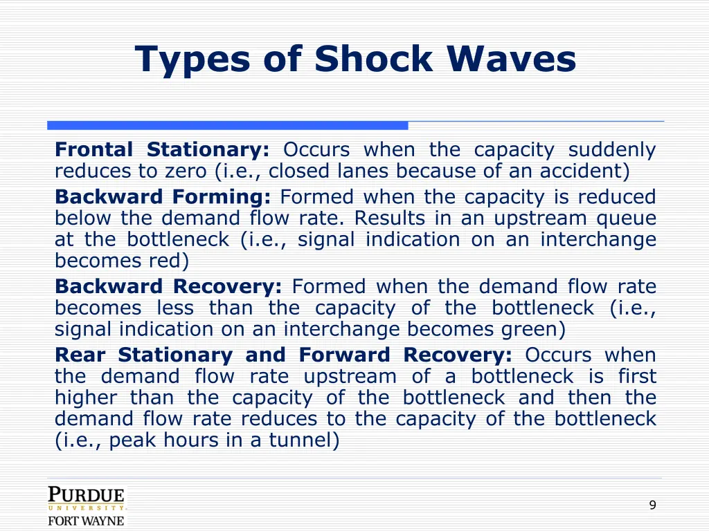 types of shock waves