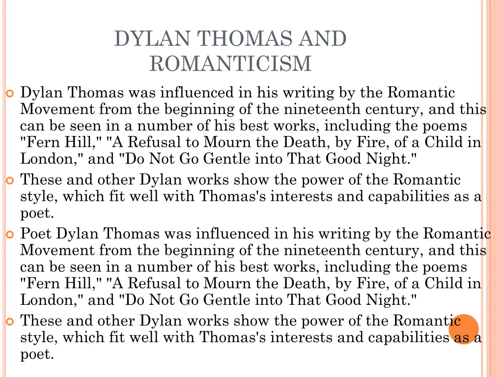 dylan thomas and romanticism