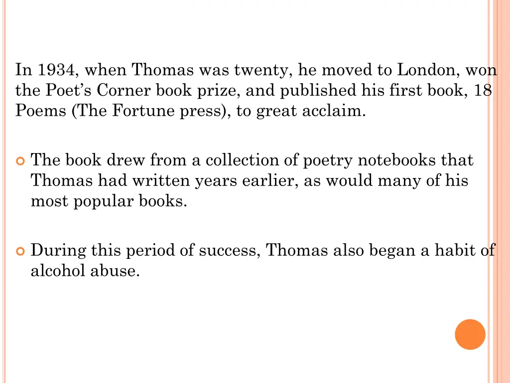 in 1934 when thomas was twenty he moved to london