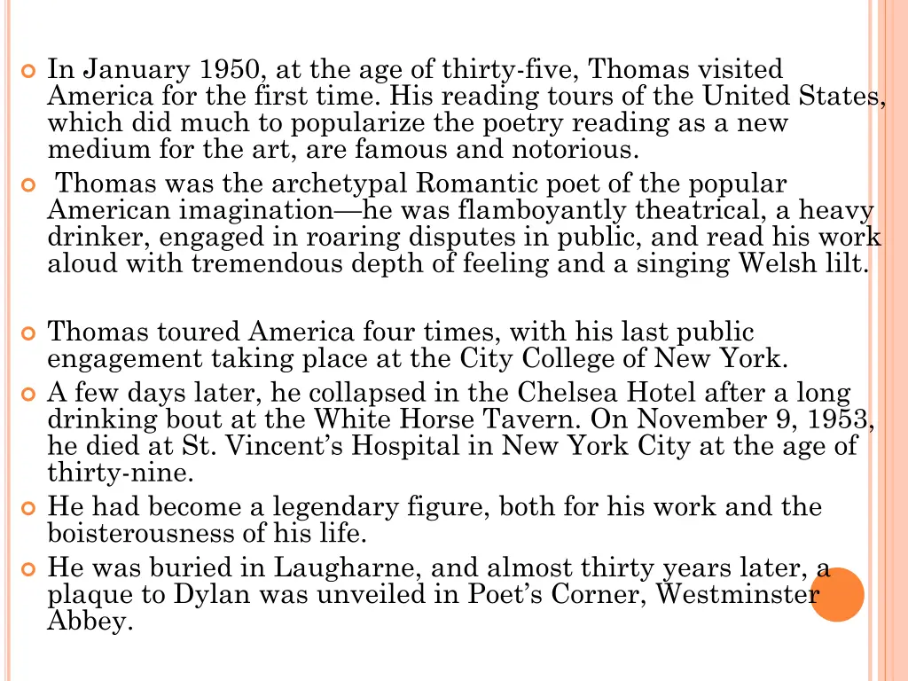 in january 1950 at the age of thirty five thomas