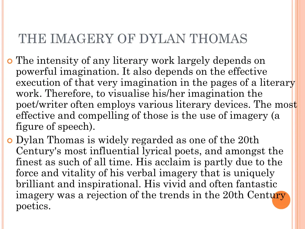 the imagery of dylan thomas