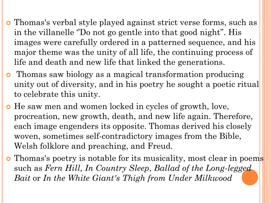 thomas s verbal style played against strict verse