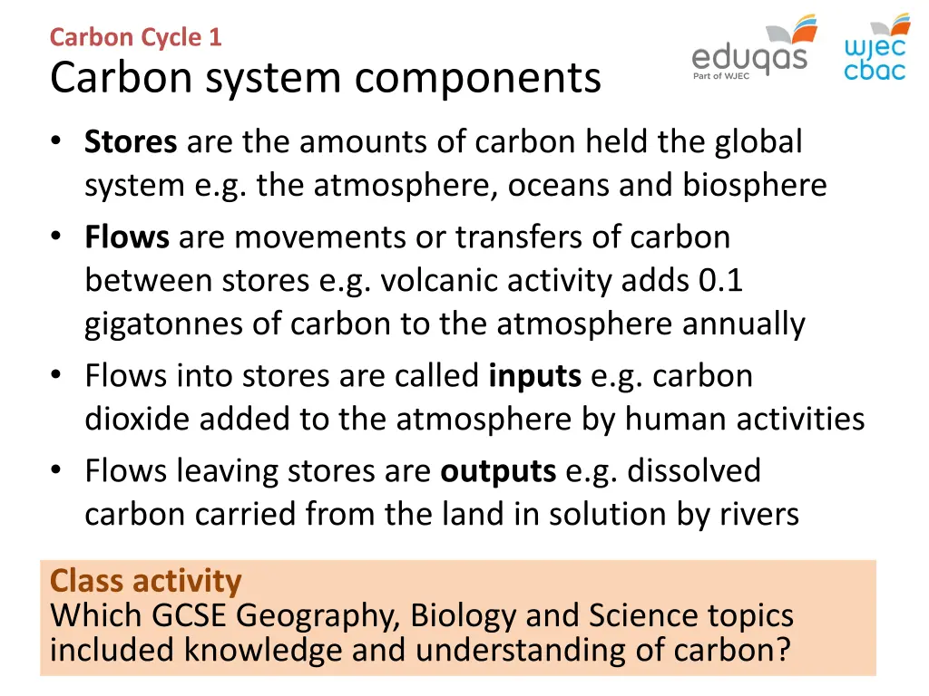 carbon cycle 1 carbon system components stores